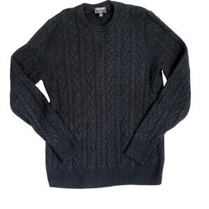 Todd Snyder Sweater Mens Medium Black Cable Knit Lambswool Preppy Designer